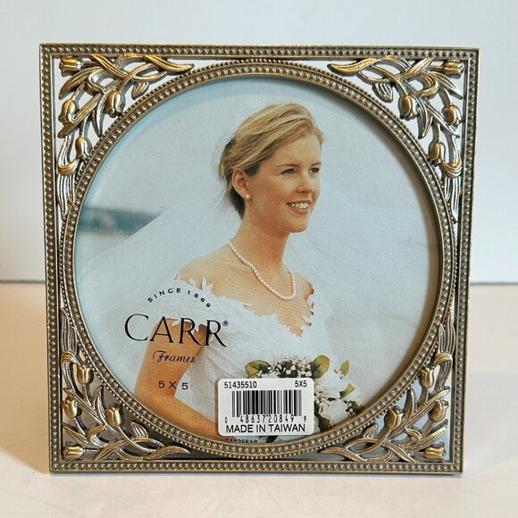 NIB Vintage Carr Frames Romantic Occasions Bouquet Metal Frame for 5x5 Photo - Picture 1 of 12